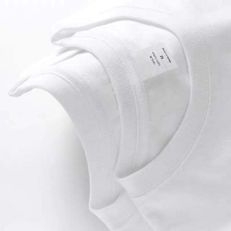 Men's and Women's Slim Fit Xinjiang Cotton T-Shirt: Short-Sleeved White or Black with Summer Logo Print