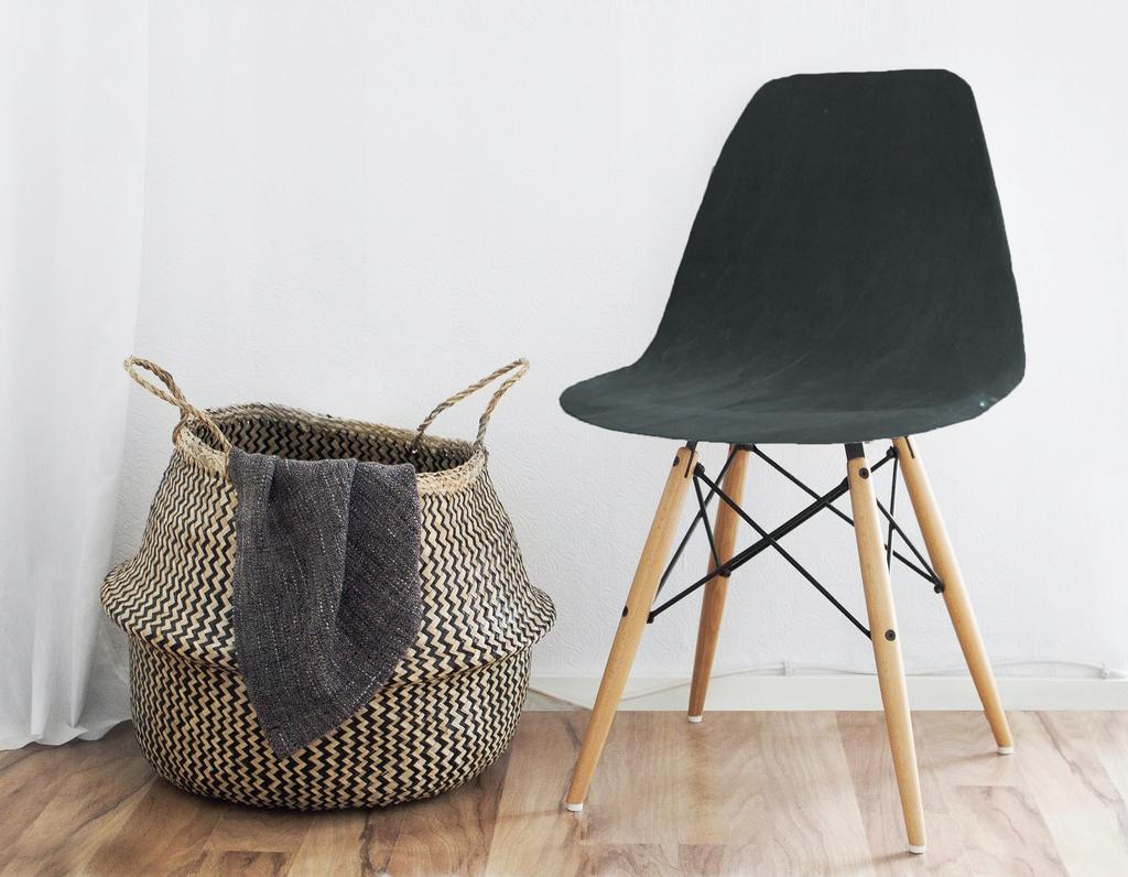 Scandinavian Chair Cover, Thick Black Velvet