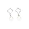 Classic Versatile Simple Stone-set Hollow Four-leaf Clover Earrings, Gold-plated Temperament Pearl Earrings, Women's Fashion Stud Earrings
