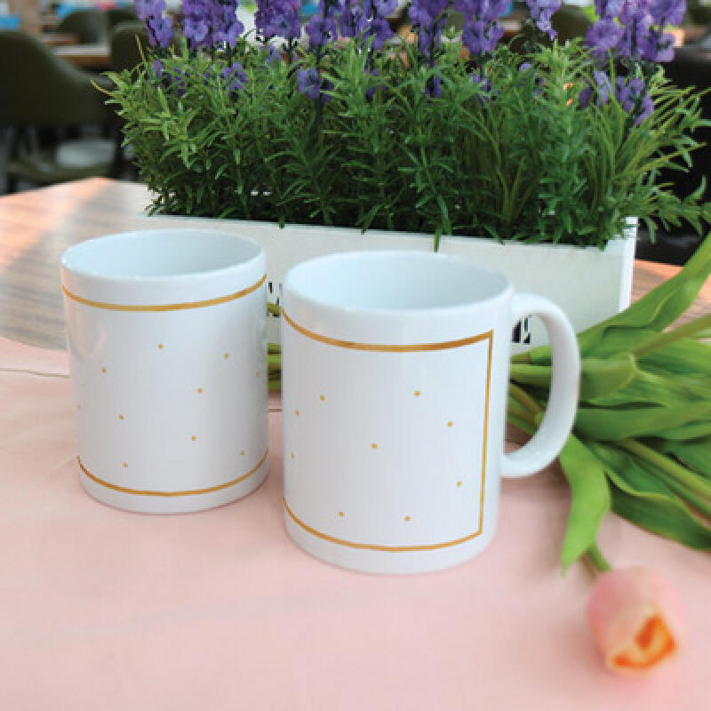 cb644-Design Mug 2p-Gold Polka Dots