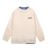 Winter New Fake Two-piece Sweater Men's Trend Bottoming Shirt Loose Jacket Men's Knitted Sweater Crew Neck Men's Clothing