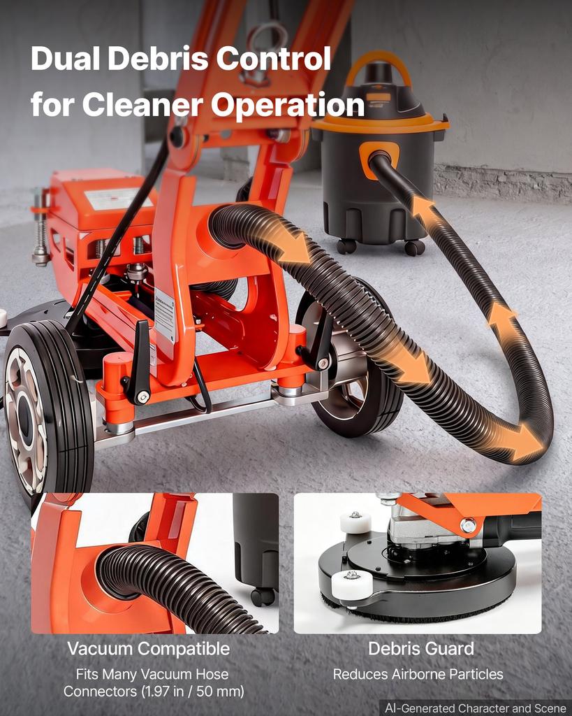 VEVOR Electric Concrete Grinder 1400W 3700 RPM, Walk Behind Floor Polisher, Marble, Stone, Epoxy Floor Polishing, 18 cm Grinding Disc