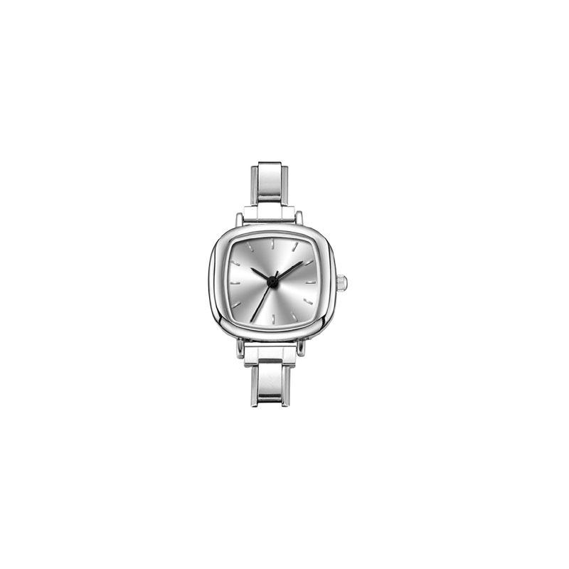 Ins Rounded Square Trend Retro Square Dial Quartz Watch For Men Women Stainless Steel Link Band Simple Daily StudentFashionWrist