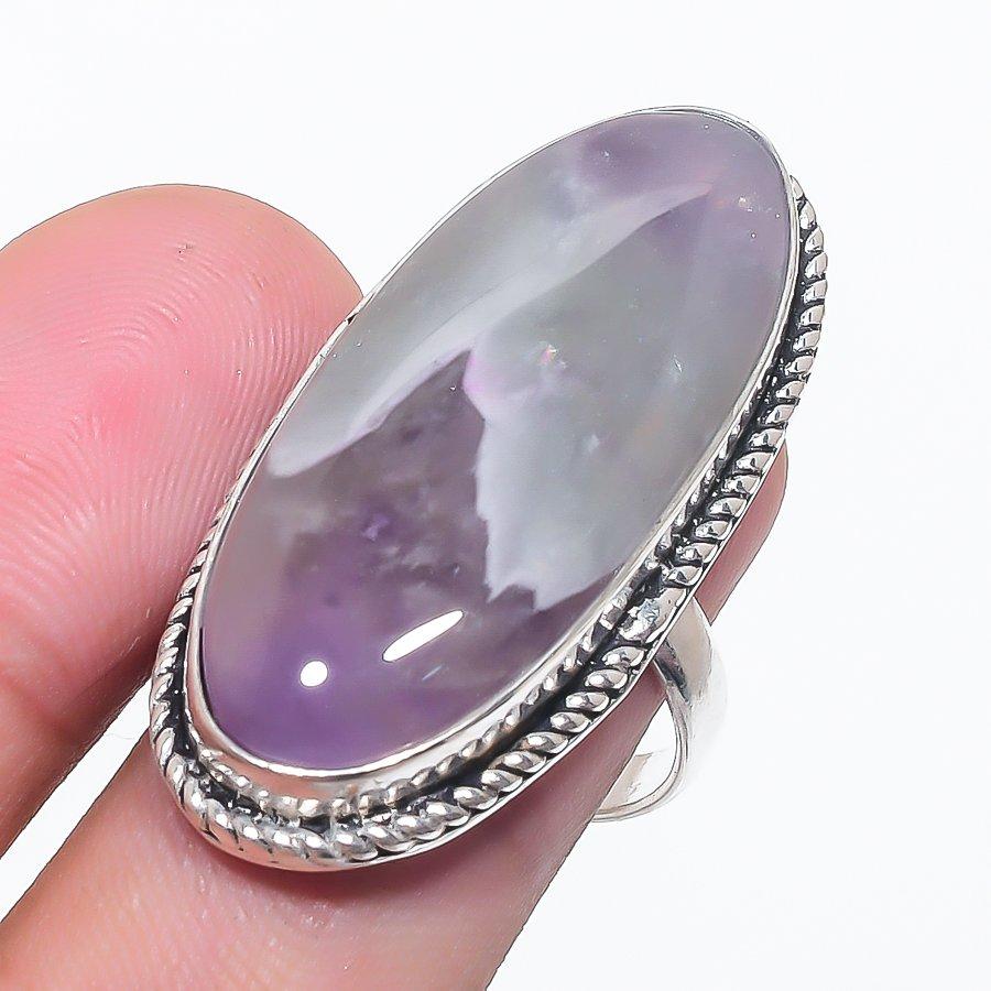 

Natural Chevron Amethyst Gemstone 925 Sterling Silver Jewelry Ring Size 8 W8k96