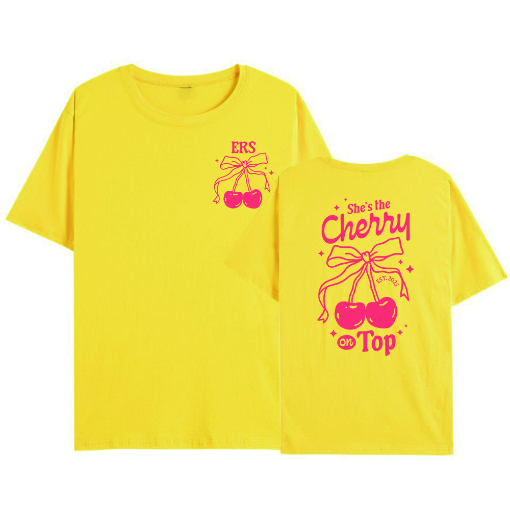

Она - вишенка на торте Lucky in Love Футболка для девичника Y2K Вишневая футболка Футболки с ретро-графикой Женская одежда XXXL жёлтый