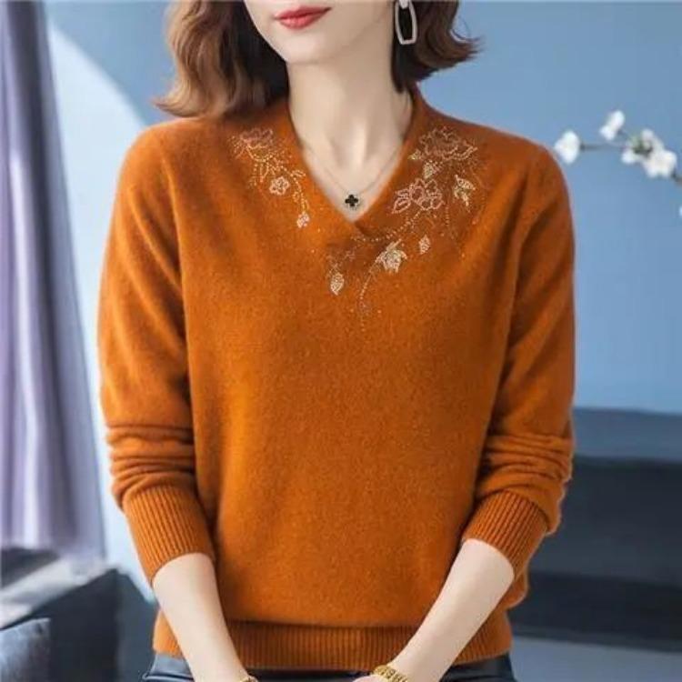 

Женский вязаный свитер с V-образным вырезом, наряд для мамы, весна, осень/зима, базовая рубашка, стильный и утягивающий свитер, топ 3XL