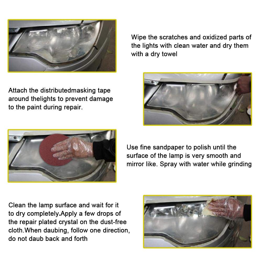 Car Headlight Restoration Kit Headlamp Scratch Remover Repair Refurbish Long Lasting UV Protection Car Polish Liquid Cleaners