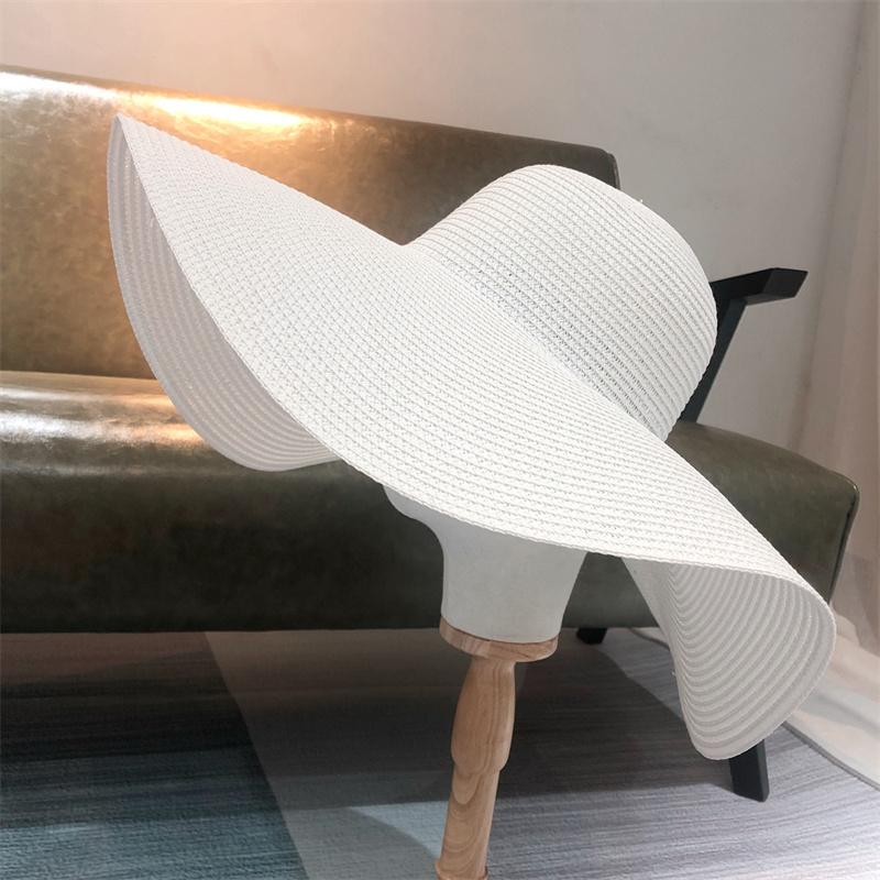 My Extreme Outdoor Activities Women's White Punk Straw Hat 25Cm Large Brim Hat Sale Sun Hat Ultra-Thin Breathable Summer Sun Hat Straw Hat Travel Men And 56-58Cm