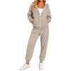 Women's Color Hooded Long Sleeve Track Suit with Pants for Running and Casual Wear