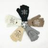 Wool Gloves Men'S And Women'S Snowflake Flip Dual-Purpose Thermal Half-Finger Gloves Deer Knitted Split-Finger Gloves