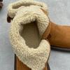 Johnature Genuine Leather Plush Warm Cotton Boots Casual Thick Soled Round Toe Flat Women's Short Boots