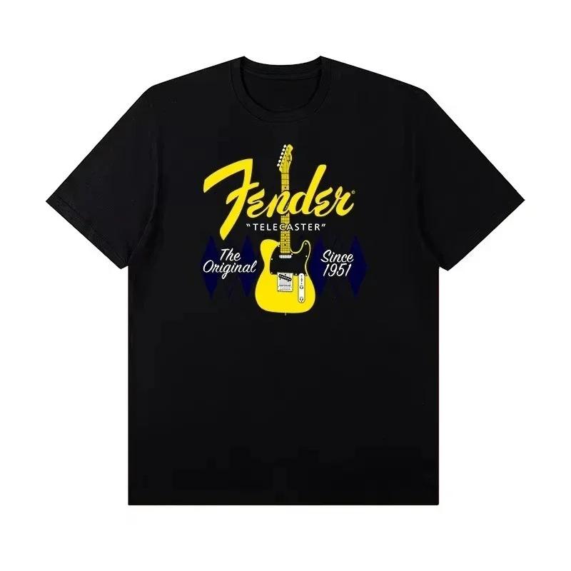 2026 Estate Top in Cotone Fenda Chitarra Basso Strumento Musicale Manica Corta Uomo e Donna Estate Stampa Jazz Rock T-Shirt