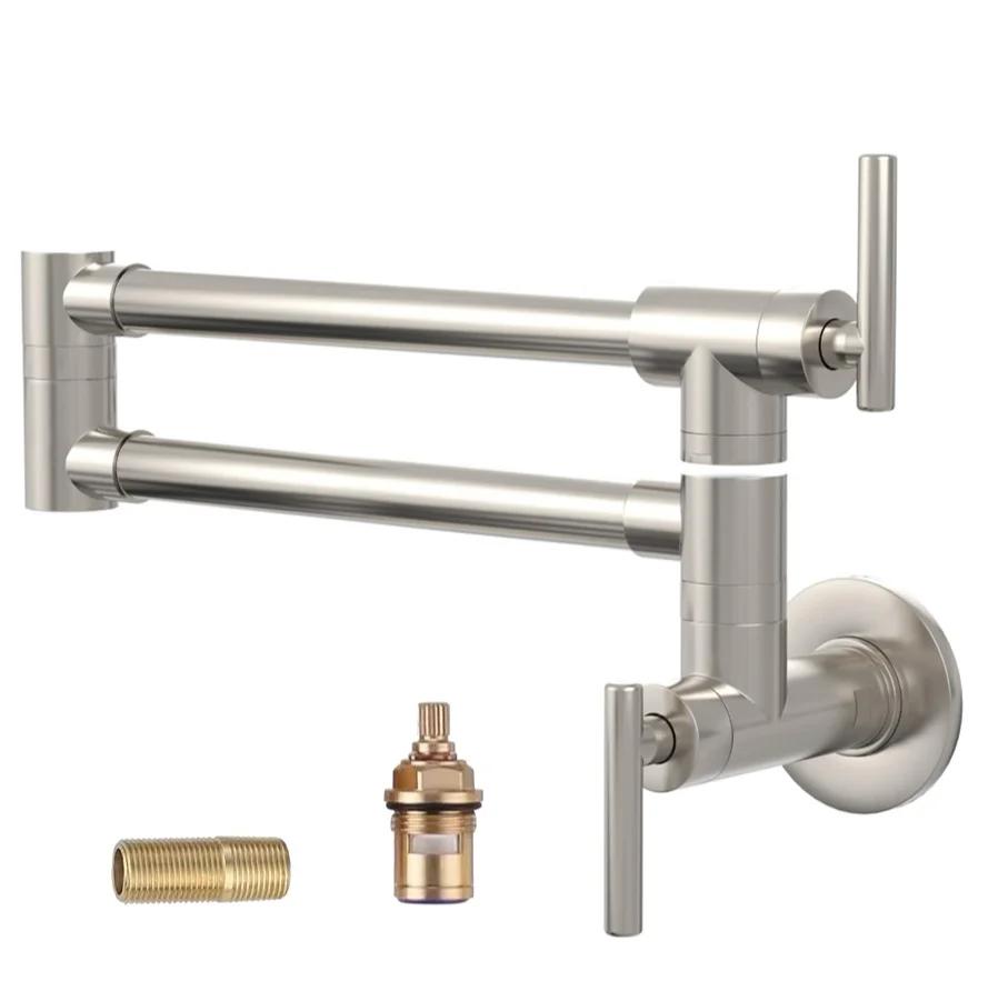 Wall hanging folding faucet 304 stainless steel kitchen stove house household can swing arm single cold double boiling tap
