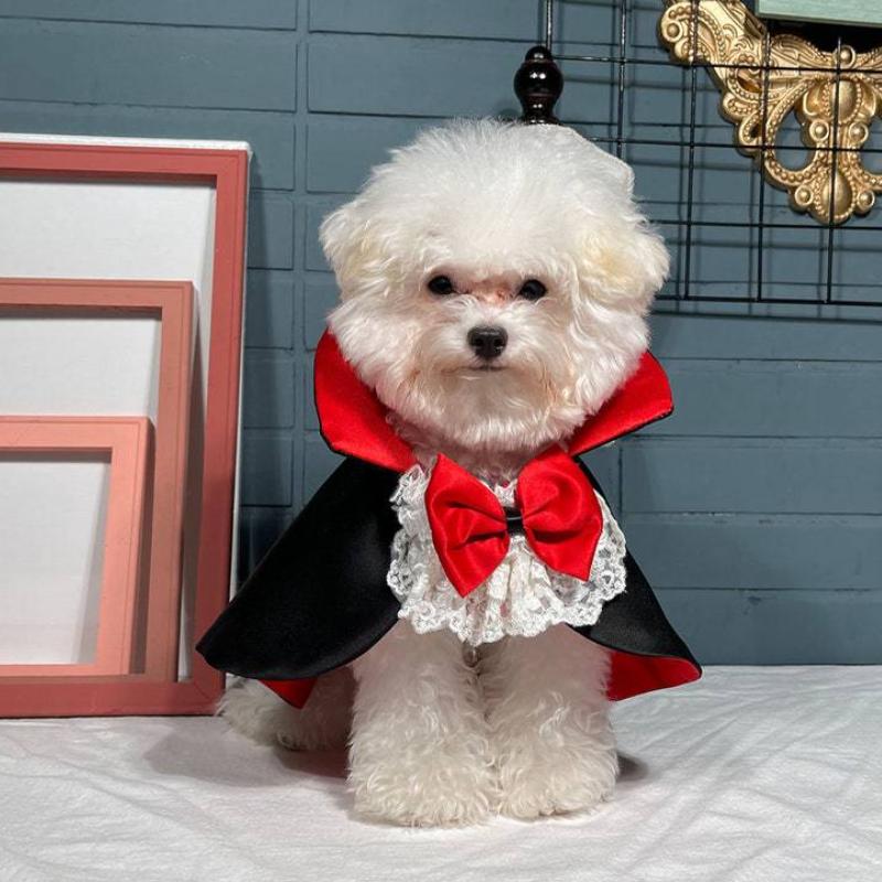 Halloween Pet Cloak For Cats Dog Cosplay Vampire Cape Small Dog Puppy Kitten Cute Black Red Bow Tie and Cloak Dress Up Accessory