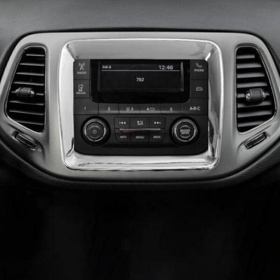 Для Jeep Compass 2017-2021 Глянцевая Хромированная Накладка Рамки Навигации Центральной Консоли