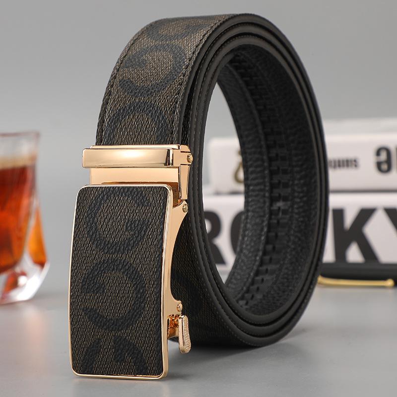 Men's Casual Patchwork Faux Leather Waist Belt with Letter Pattern