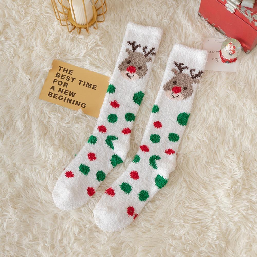 Soft Christmas Socks Plush Coral Fleece Socks Winter Warm Thicken Floor Socks  For Women