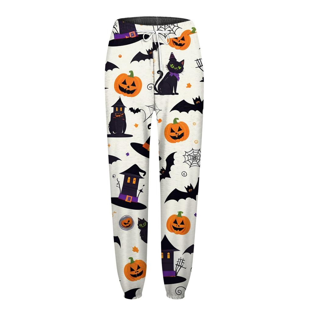 Women's Fashion Halloween Loose Drawstring Waist Solid Color Casual Sports Pants