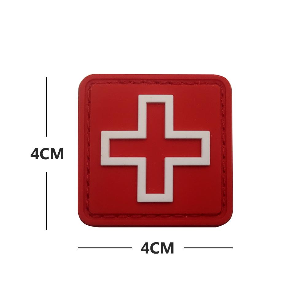 3D PVC First Aid Cross Velcro Patch - Red/White/Black for Outdoor Gear