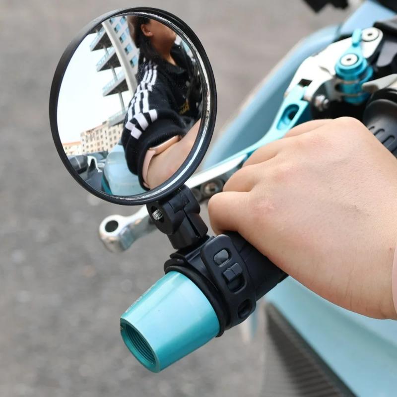 Bicycle Rearview Mirror 360° Rotation Wide-Angle Convex Mirror E-Bike Side Mirrors with Adjustable Elastic Plastic Buckle Strap