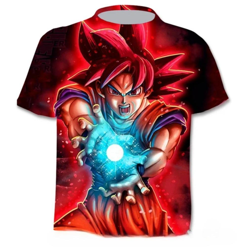 Children's Dragon Ball Series 3D Digital Printed Boys' Street Trendy Round Neck Short Sleeved T-shirt