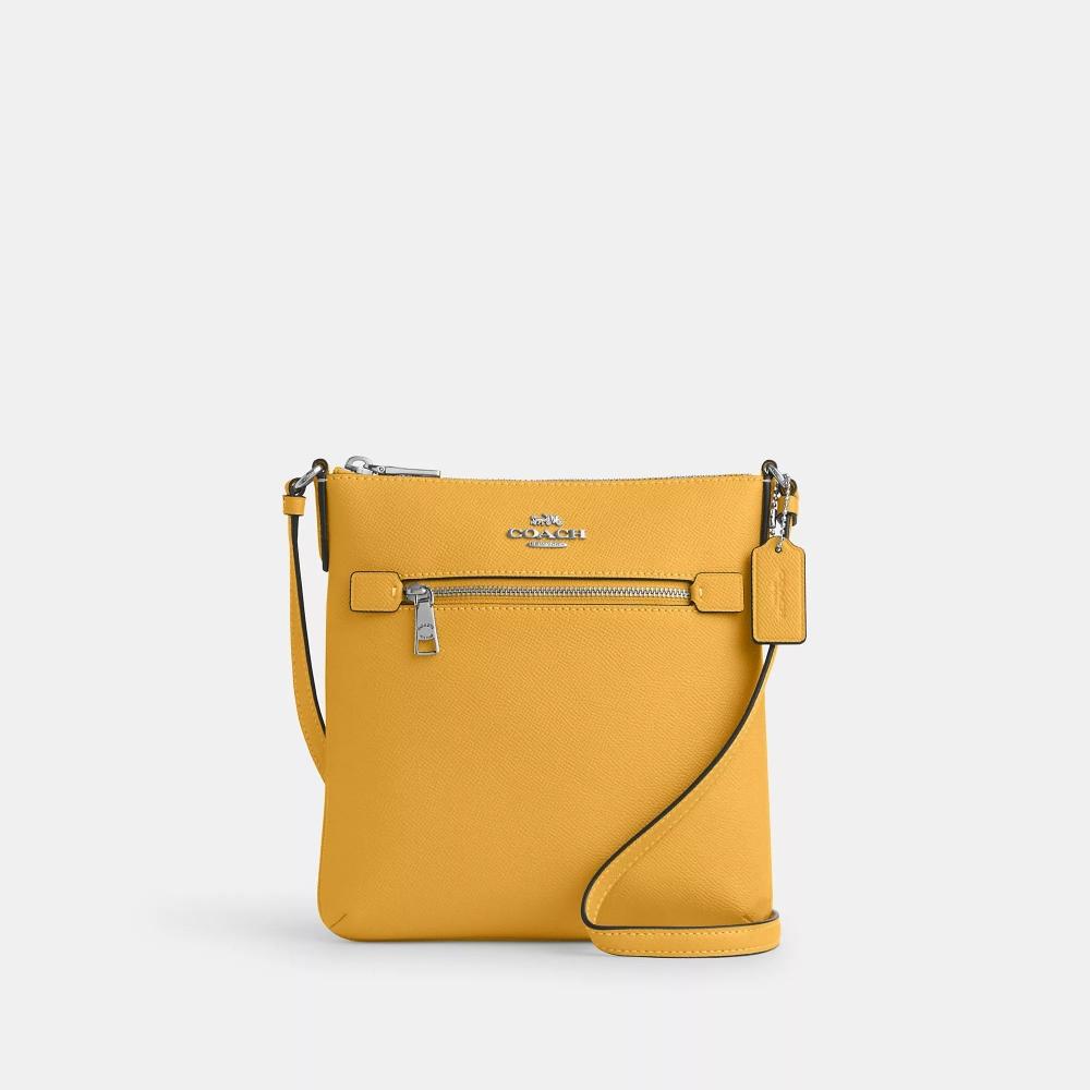 

Сумка для документов Coach Mini Rowan, серебряная сотовая структура