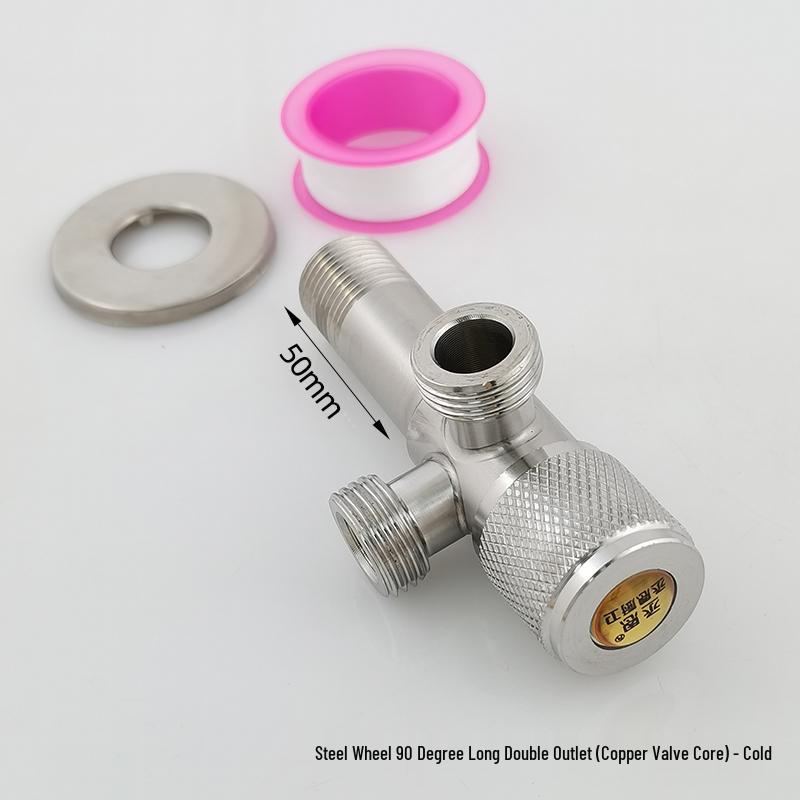 304 Stainless Steel Dual Outlet Hot/Cold Angle Valve Water Heater Diverter Switch