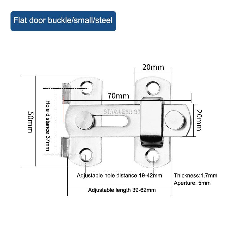 Thick Stainless Steel Flat Door Latch Pet Proof Anti-Rust Secure Closure with Mounting Screws for Dog Cat Room Door Use