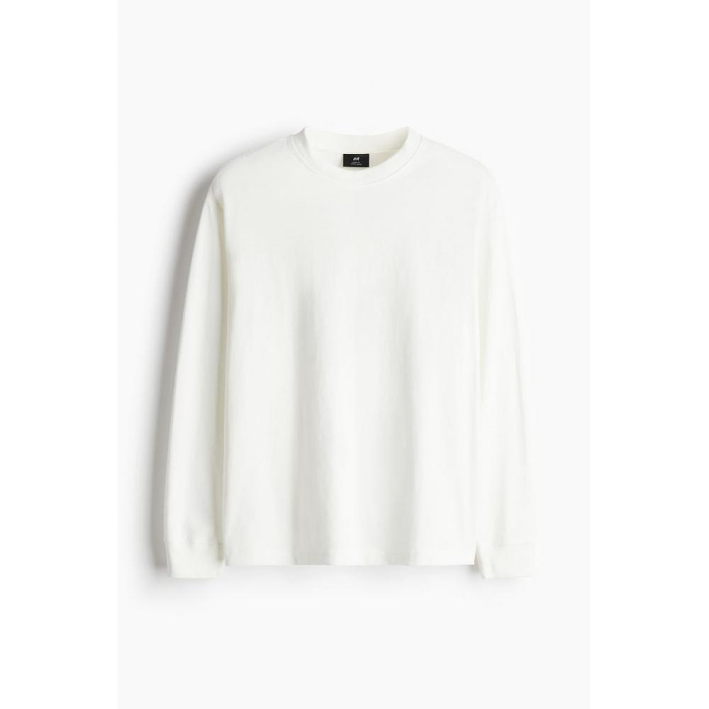 

Свободный хлопковый трикотажный топ кремового цвета HM