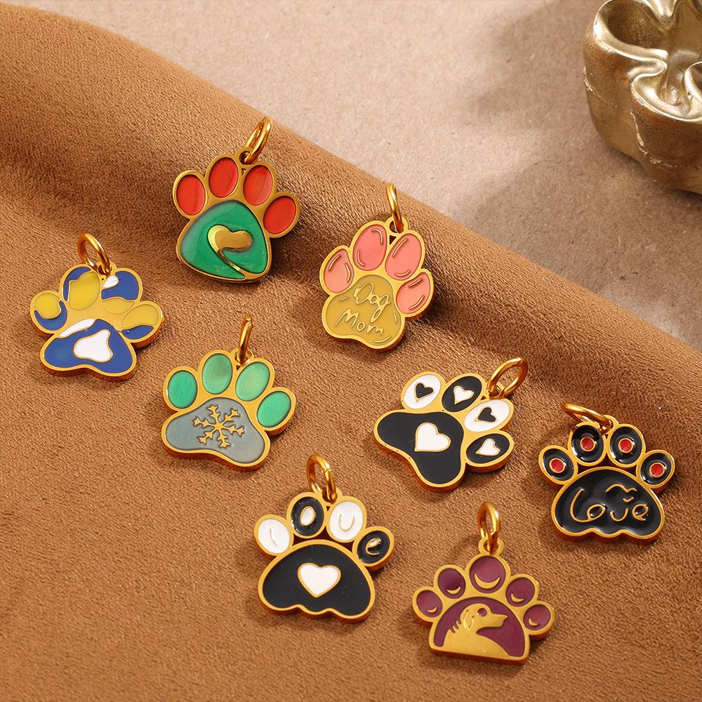 Cute Cartoon Dog Paw Pendant - Drip Oil Necklace, Bracelet, Keychain Ornaments for Women