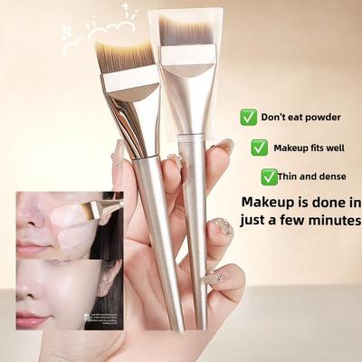 Pensulă pentru Fond de Ten cu Dinți Crescenți Ultra Subțire Fără Urme Cap Plat Coadă de Pește Pensulă Artist Machiaj Corector Fond de Ten Machiaj Refresh Mână