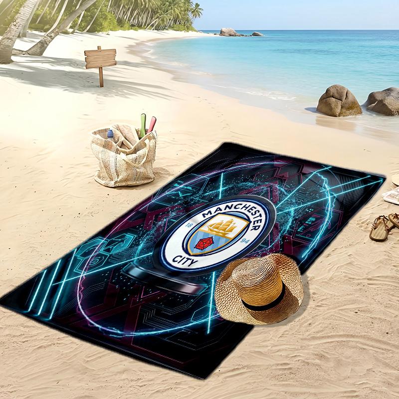 Πετσέτα Παραλίας Manchester City Με Σχέδιο Γρήγορου Στεγνώματος Μαλακή Πετσέτα Φορητό Μεγάλο Ορθογώνιο Κάλυμμα Παραλίας για Ταξίδι Πισίνα