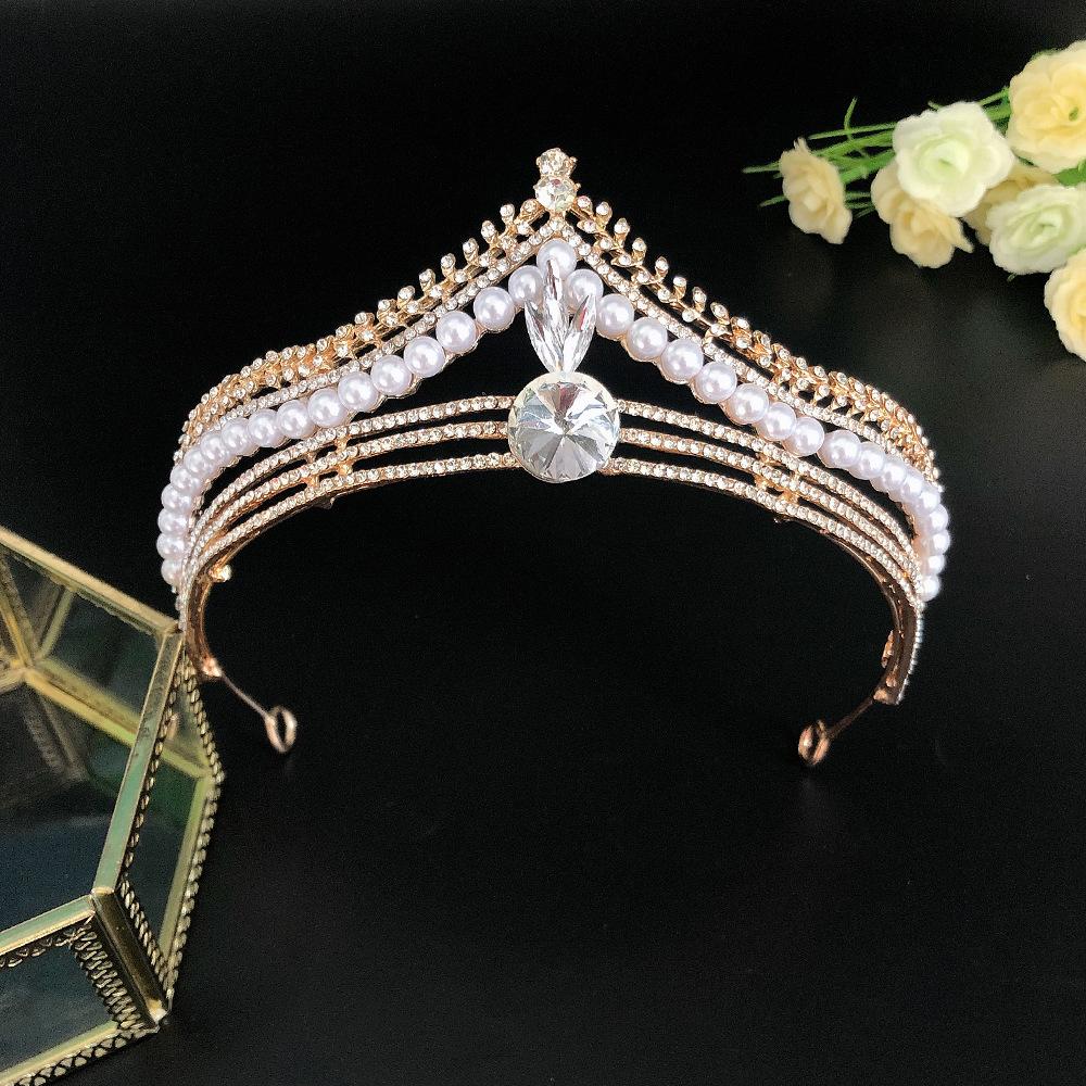 

Bridal Crown Wedding Dress Headband Pearl Rhinestone Headband Wedding Accessories Adult Ceremony Crown Bridal Crown