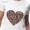 Heart Shaped Bookshelf T Shirt Artistic Novelty Design for Book Lovers Unique Literary Casual Thoughtful Top Vintage Washed