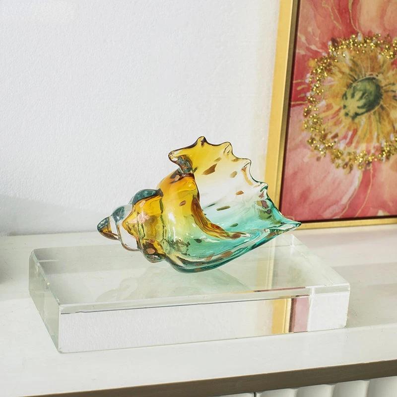 Transparente Glasmuschel Bunte Muschel Statue Modernes Design Skulptur Handwerk Ästhetische Dekoration Ornamente Dekorative Figuren