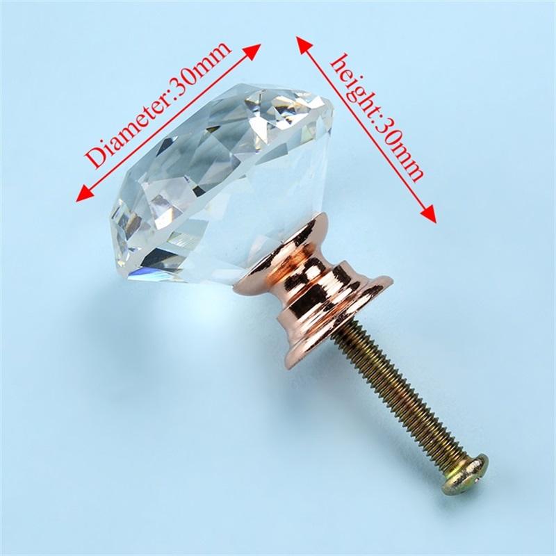 NAIERDI 20mm 30mm Diamond Crystal Glass Knobs Cupboard Pulls Drawer Knobs Kitchen Cabinet Handles Modern Style Furniture Pulls