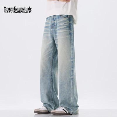 Mark Fairwhale Men's Loose Straight Wide-Leg Jeans