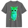 Green Alien Cat Meme TShirt Summer Fashion TShirts Unisex Cotton O Neck Oversized Top Tees Short Sleeve Streetwear Tops