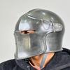 Grauer Barbuta-Helm, mittelalterlicher Ritterhelm, 18 g, Baustahl, LARP, Cosplay, Halloween-Kostüm, Barbuta-Helm mit Visier, Kriegerhelm, Geschenk