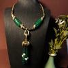 This New Design Green Glass Bead Tassel Pendant Short Necklace Exudes an Elegant Charm and Is a Versatile Sweater Chain