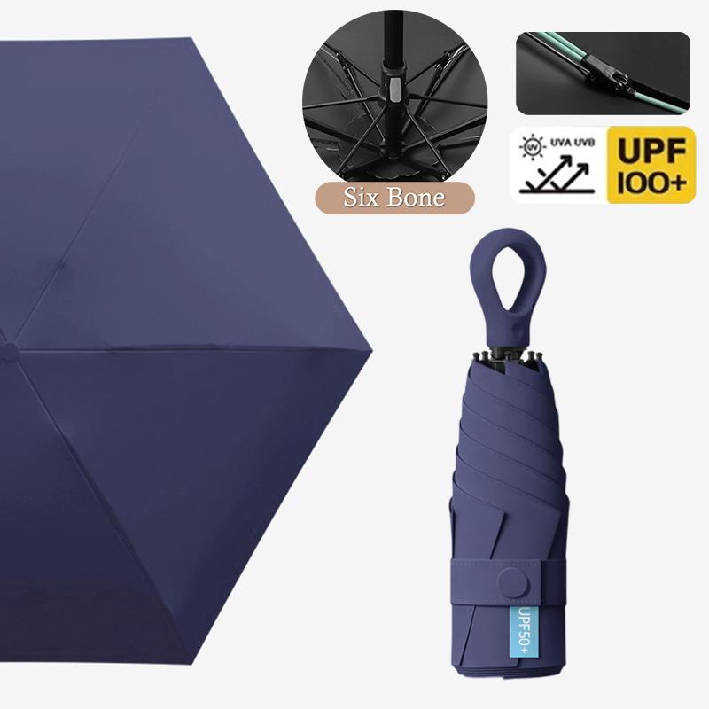 Uv Protection Mini Umbrella Ultralight 6-Fold Portable Sunshade For Women Outdoor Beach Travel Compact Windproof Quick Dry