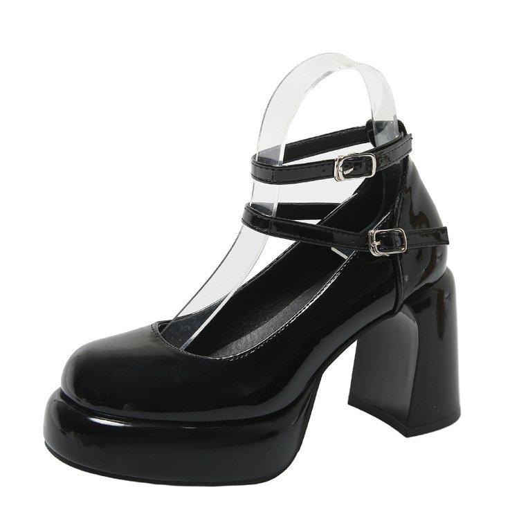 Scarpe Mary Jane da Donna Rosse Francesi con Tacco Chunky e Tacco Alto 2024: Stile Versatile per Gonne