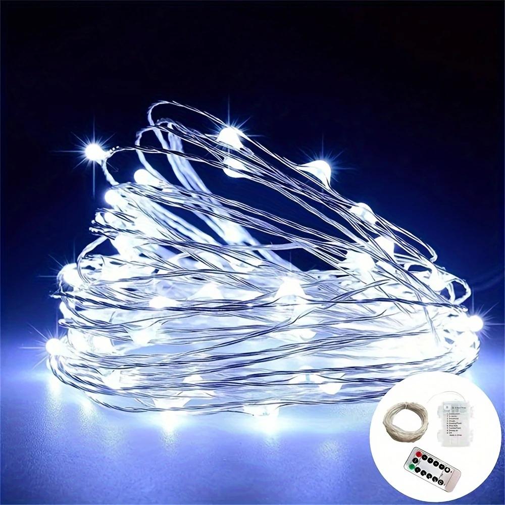 

1pc 50/100/200 LED Copper Wire Fairy String Lights Waterproof with 8 Modes Remote Control For Home Outdoor Bedroom Wedding Decor 50LED
