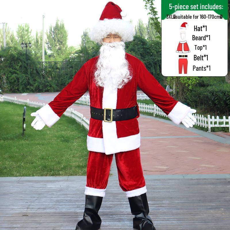 Adult Santa Claus Costume Set - Men's & Women's Plus Size Christmas Outfit