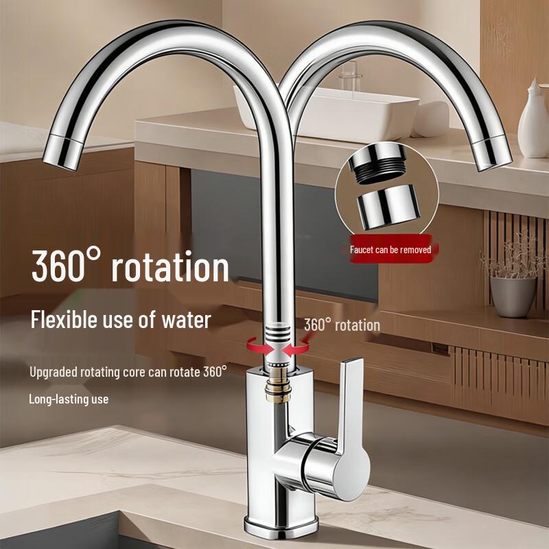 WUZORY Deck Mounted Hot & Cold Kitchen Faucet