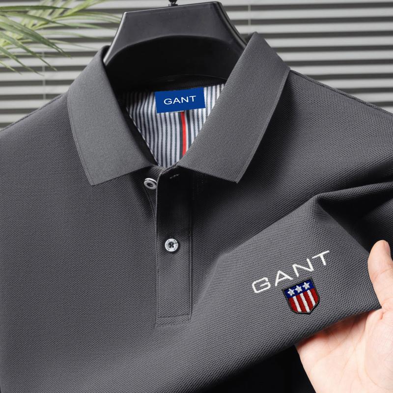 Gant Sommer Herre Ny Broderi Ensfarget Ren Bomull Løs Business Casual Poloskjorte
