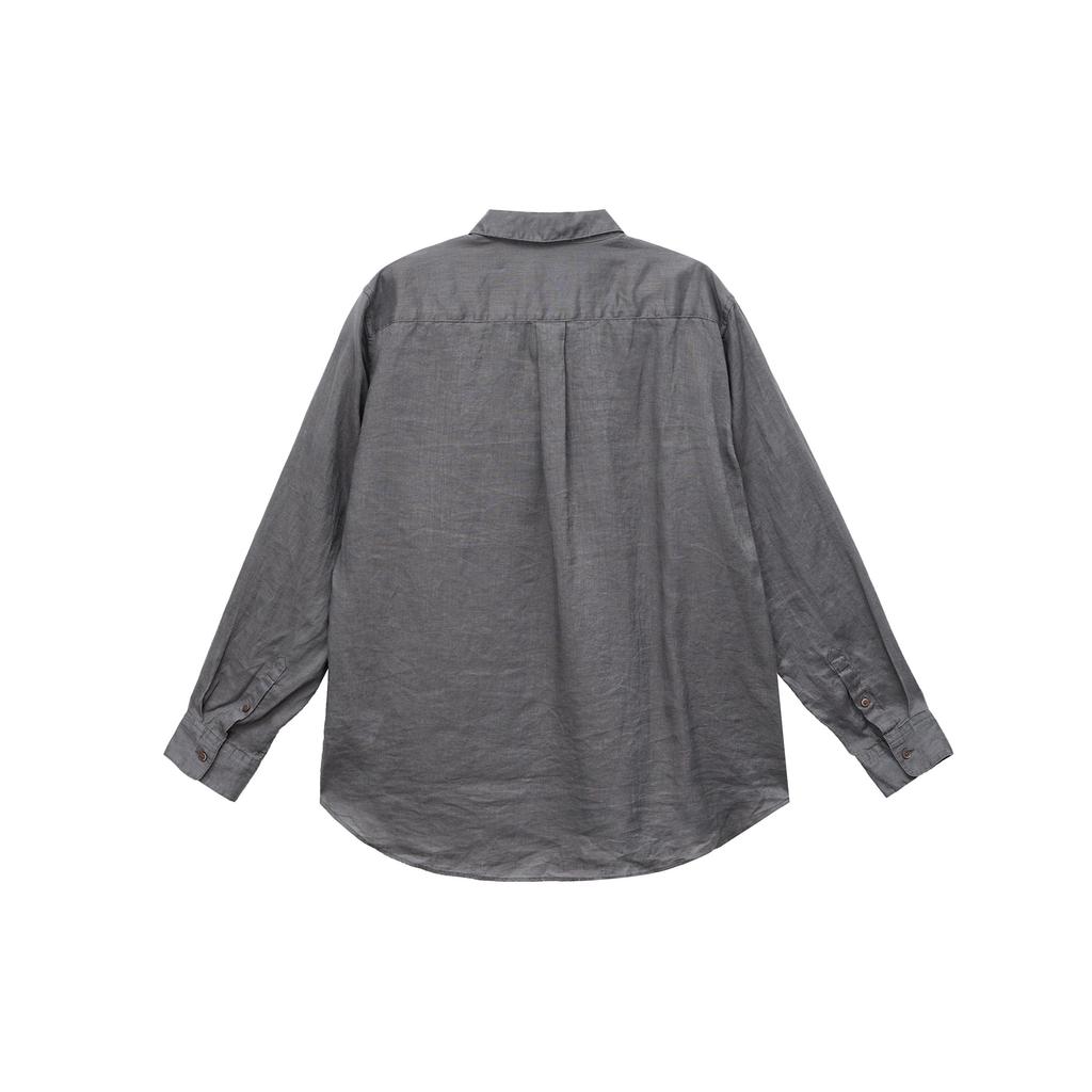 UNIQLO Solid Color Casual Pointed Collar Long Sleeve Shirt Women shirts Light-Gray 464732-07