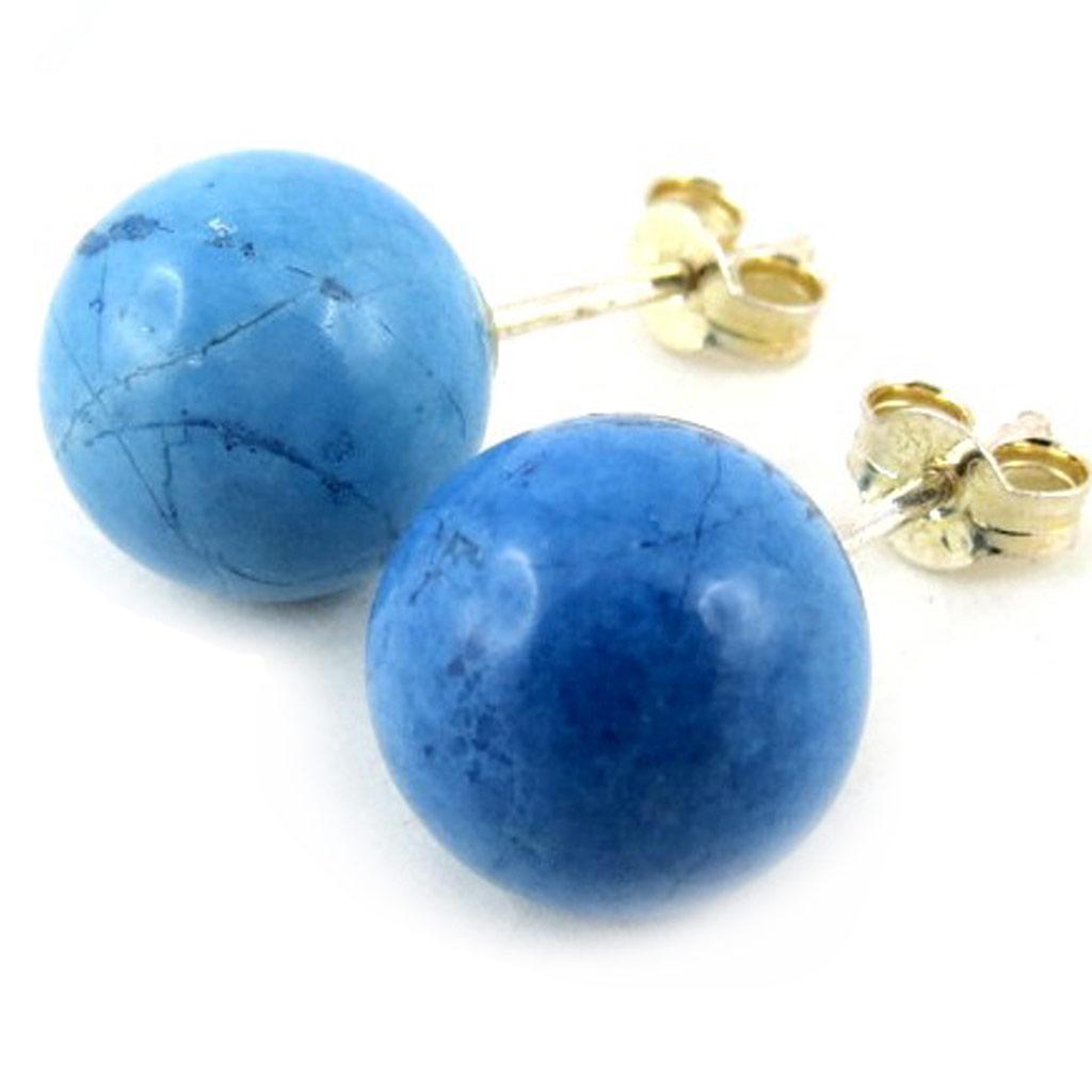 Les Trésors De Lily [N1378] - Blue 'Mineralia' Silver Earrings - 10 Mm