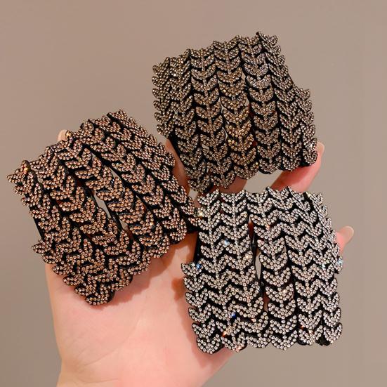 3/4Pcs Retractable Pocket Headbands Non-Slip Portable Telescopic Hair Hoops Rhinestones Wheat Decor Foldable