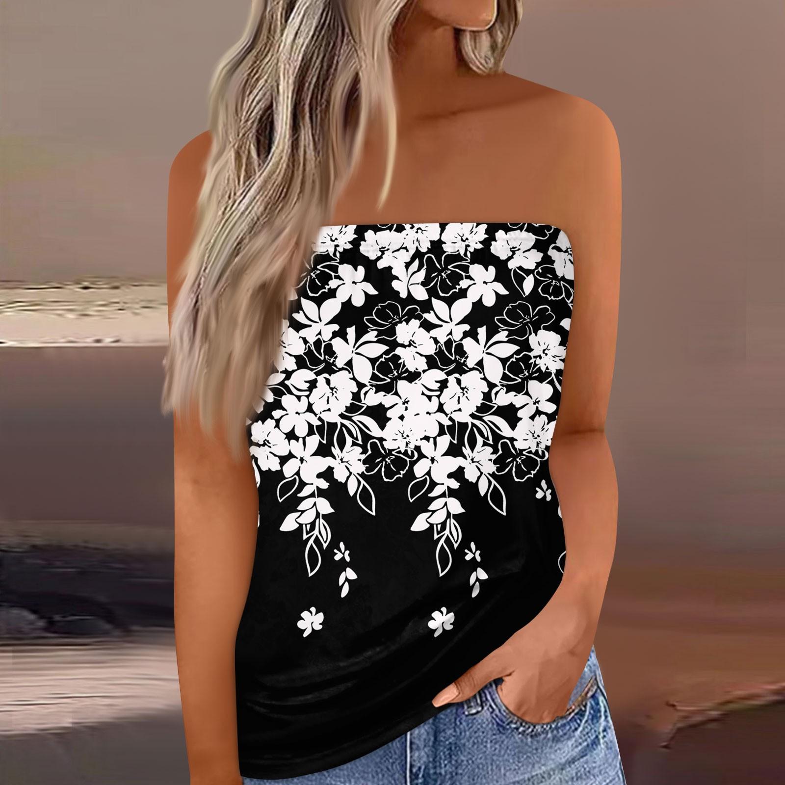 

Женский летний сексуальный топ без рукавов с открытыми плечами, пляжный жилет без бретелек, рубашка-бандо, сексуальные топы с открытой спиной XXL чёрный